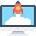 build site, create website, monitor, rocket, web startup