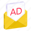 ad mail, email, correspondence, letter, envelope 