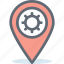 cog, location pointer, location setting, map marker, map setting 