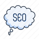 thinking bubble, think, bubble, brainstorm, brainstorming, seo, seo and web, search engine optimization, cloud 