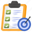 checklist, todo list, worksheet, task list, target list 