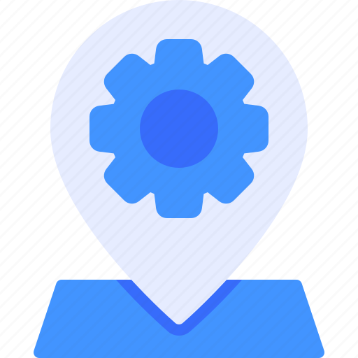 Pin, location, engine, gear, seo icon - Download on Iconfinder
