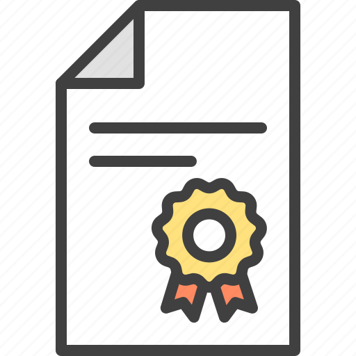 Certificate, degree, diploma, document, guarantee, quality, ribbon badge icon - Download on Iconfinder