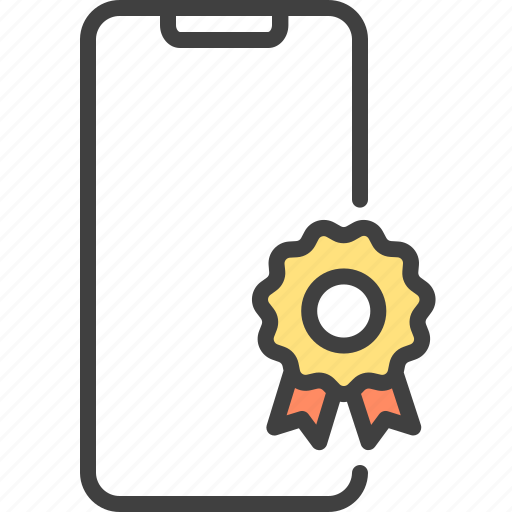 Phone, quality, ribbon badge, smartphone icon - Download on Iconfinder