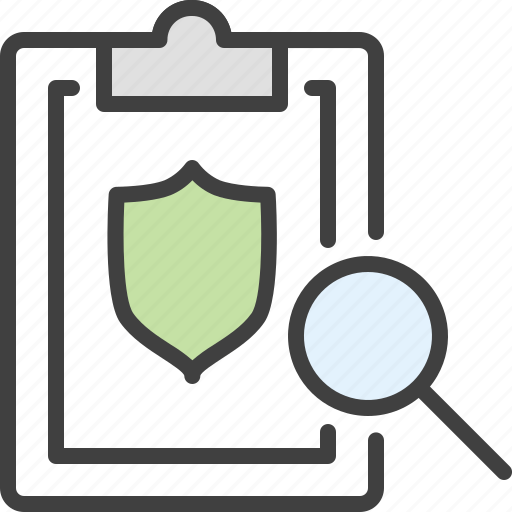 Clipboard, glass, guard, magnifying, protection, search, shield icon - Download on Iconfinder