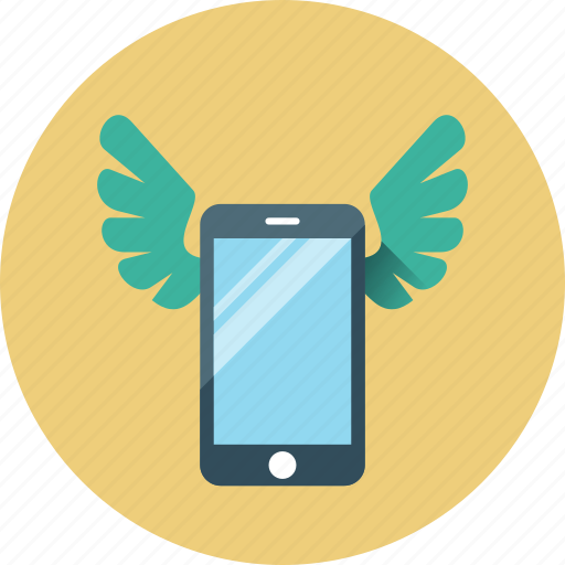 Marketing, mobile, device, mobile marketing, phone, smartphone, wings icon - Download on Iconfinder