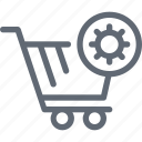 cog, cog in cart, shopping cart, shopping cart preferences, shopping cart setting
