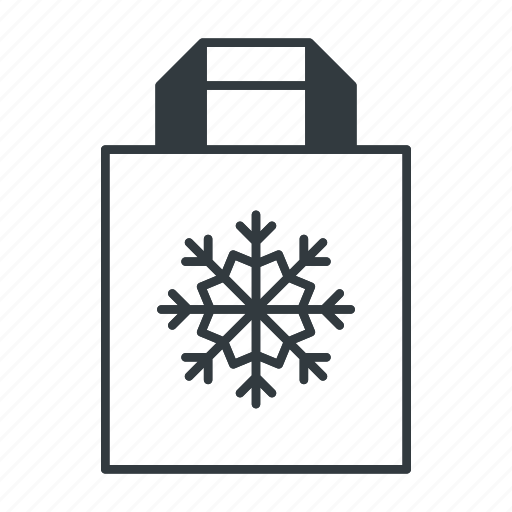 Bag, shopping, paper, package, gift, snowflake, merry icon - Download on Iconfinder