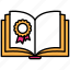 achievement, book, award, ribbon, badge 