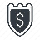 shield, dollar, money, protection, security, currency, finance, purchase