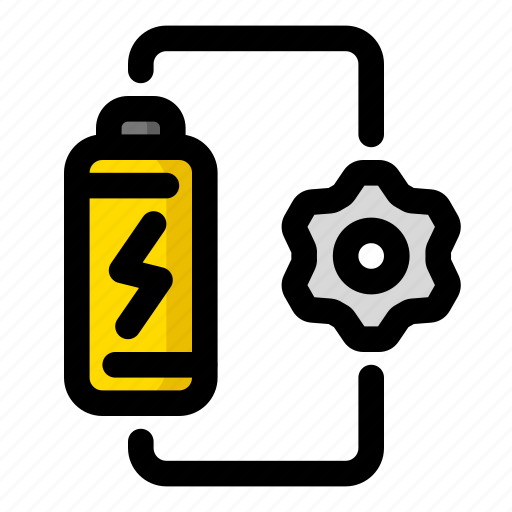 Battery, energy, gear, preferences, settings, support, system icon - Download on Iconfinder