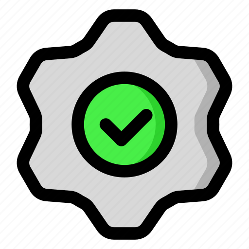 Check mark, gear, options, preferences, customized, good technology, optimization icon - Download on Iconfinder