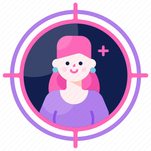 Audience, consumer, customer, female, target, targeting, woman icon - Download on Iconfinder
