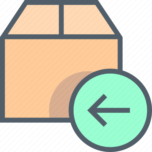Arrow, box, coloured, left, delivery, package, shop icon - Download on Iconfinder