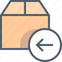 arrow, box, left, outline, delivery, package, shop, transport