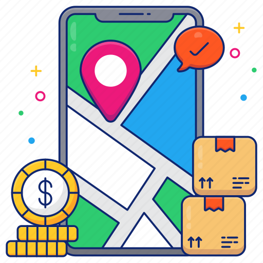 Mobile parcel location, mobile gps, mobile navigation, geolocation, location app icon - Download on Iconfinder