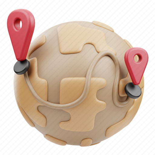 Destination, gps, route, travel, location, flag, map 3D illustration - Download on Iconfinder