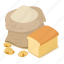 bag, bakery, flour, food, isometric, natural, object 