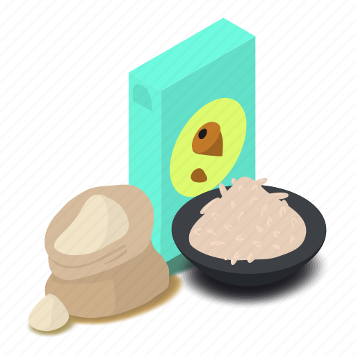 Bag, bakery, flour, food, isometric, nut, object icon - Download on Iconfinder