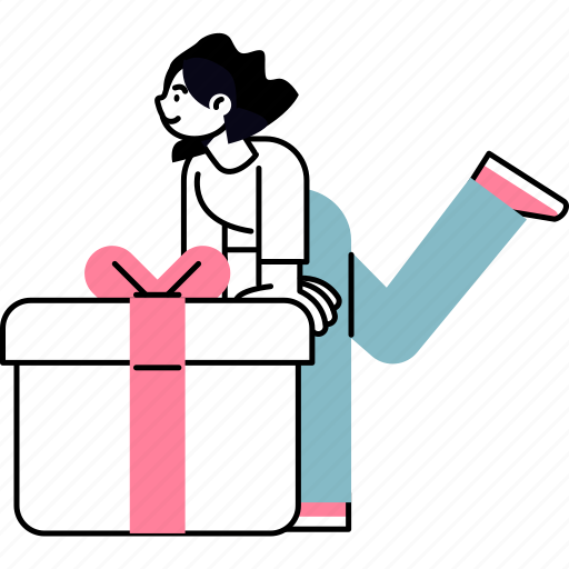 Shopping, gift, present, surprise, commerce, delivery, birthday illustration - Download on Iconfinder