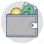 banknote, billfold, cash, purse, wallet 
