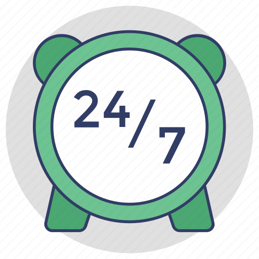 24/7, around the clock, customer service, full service, twenty four hours icon - Download on Iconfinder