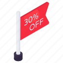 discount flag, sale flag, 30% off, commerce, flagpole