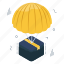 parachute delivery, air delivery, parachute package, parachute parcel, logistic delivery 