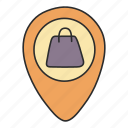 shopping location, pin, pointer, map, gps