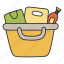 grocery, shopping, bucket, goods, basket 