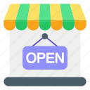 shop open, opening hours, signaling, store, building, shop