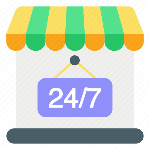 Minimarket, store, building, shop, 24 hour service, commerce and shopping icon - Download on Iconfinder