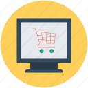 e commerce, monitor, online shop, online shopping, shopping cart