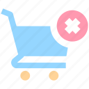 cart, delete, ecommerce, reject, shopping, shopping cart
