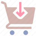 arrow, cart, down, ecommerce, shopping, shopping cart