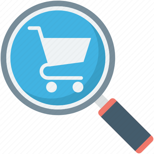 Find shop, magnifier, online shopping, shopping analysis, shopping trolley icon - Download on Iconfinder