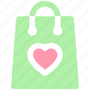 bag, ecommerce, hand bag, heart, love, shopping bag