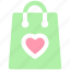 bag, ecommerce, hand bag, heart, love, shopping bag 