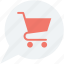 chat bubble, ecommerce, shopping, shopping cart, shopping trolley 