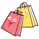 shopping, shopping bag, cartoon, cute, sale, discount, character, couple