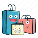 shopping, shopping bag, cartoon, cute, sale, discount, character, family
