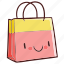 shopping, shopping bag, cartoon, cute, sale, discount, character, smile 