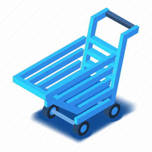 Blue, cart, d444, isometric, shopping, vector icon - Download on Iconfinder