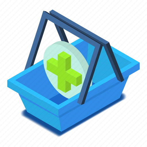 Basket, cross, d444, green, isometric, shopping icon - Download on Iconfinder