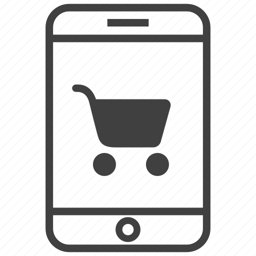 Free Icon, Buying by phone, shopping cart and telephone