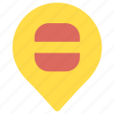 burger, junk, food, fast, snack, location, map, pin, placeholder