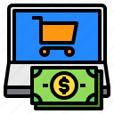cart, finance, laptop, money, screen 
