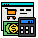 calculator, cart, finance, money, website 