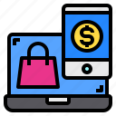 bag, laptop, money, shopping, smartphone 