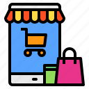 mobile, package, screen, shop, store 